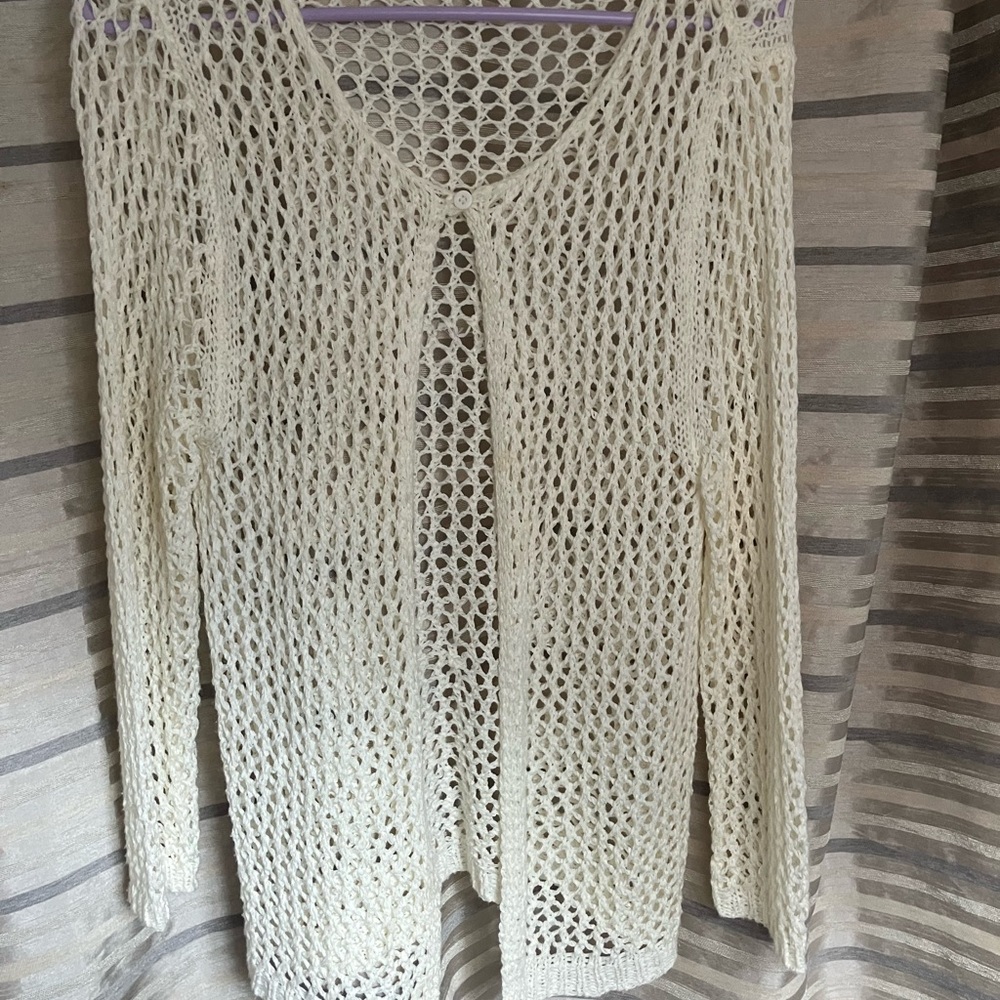 Chic Cream Open-Knit Cardigan